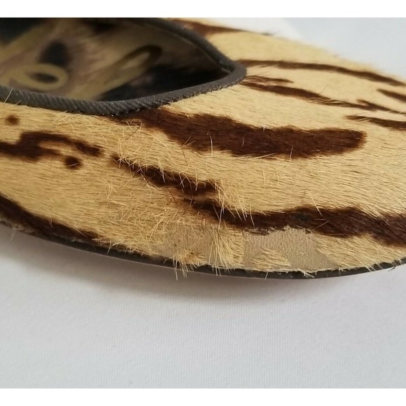 Sam Edelman JOYA Calf Hair Tiger Print Spike Heel Hidden Low Wedge Ballet Flats - Picture 7 of 11